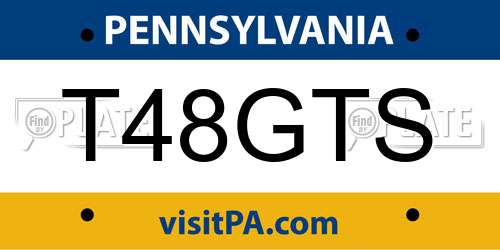 T48GTS Pennsylvania License Plate