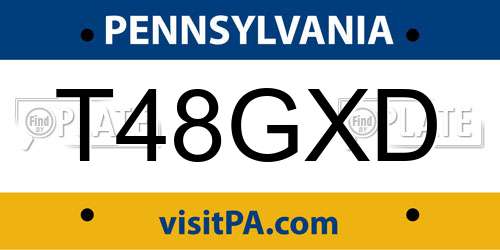 T48GXD Pennsylvania License Plate