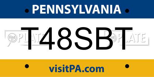 T48SBT Pennsylvania License Plate