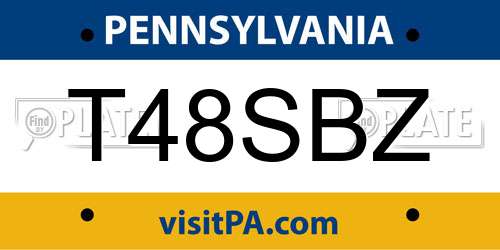 T48SBZ Pennsylvania License Plate
