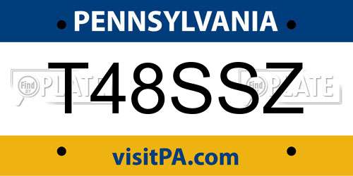 T48SSZ Pennsylvania License Plate