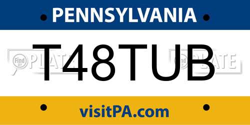 T48TUB Pennsylvania License Plate