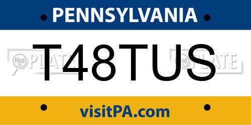T48TUS Pennsylvania License Plate