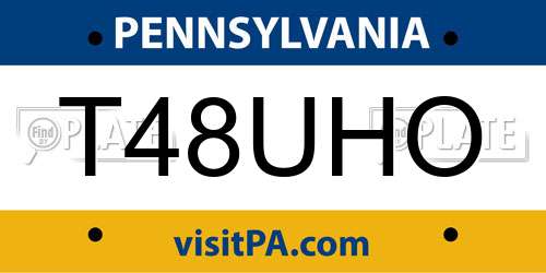 T48UHO Pennsylvania License Plate