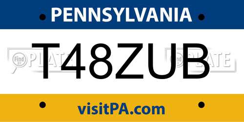 T48ZUB Pennsylvania License Plate
