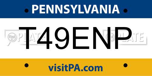 T49ENP Pennsylvania License Plate