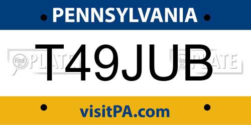 T49JUB Pennsylvania License Plate