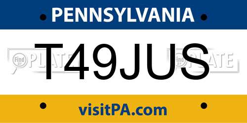 T49JUS Pennsylvania License Plate