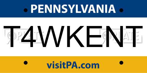 T4WKENT Pennsylvania License Plate