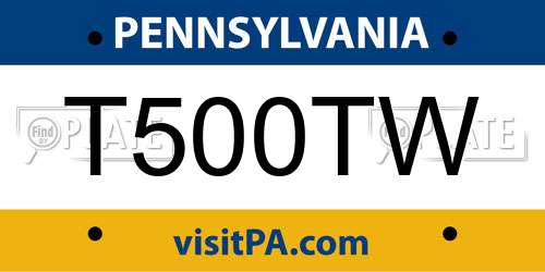 T500TW Pennsylvania License Plate