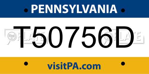T50756D Pennsylvania License Plate