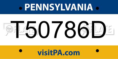 T50786D Pennsylvania License Plate