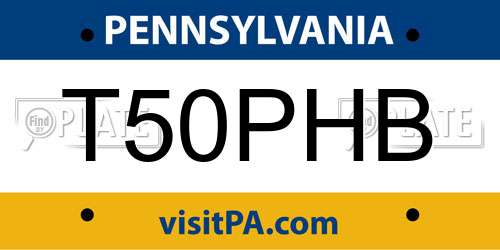 T50PHB Pennsylvania License Plate