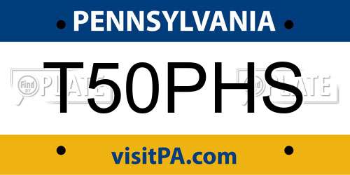 T50PHS Pennsylvania License Plate