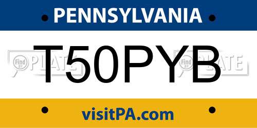 T50PYB Pennsylvania License Plate