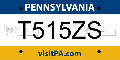 T515ZS Pennsylvania License Plate