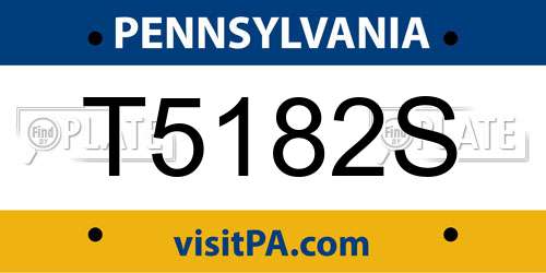 T5182S Pennsylvania License Plate