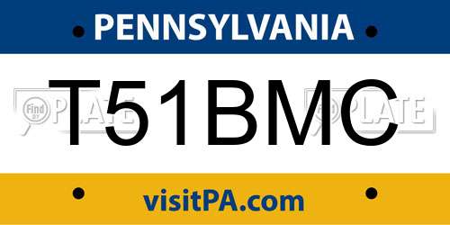 T51BMC Pennsylvania License Plate