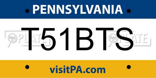 T51BTS Pennsylvania License Plate