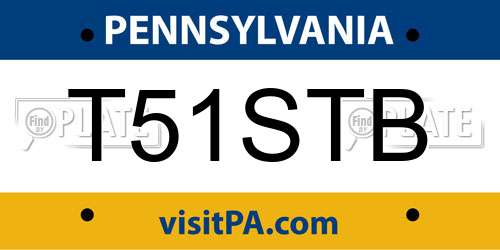 T51STB Pennsylvania License Plate