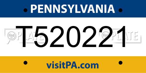 T520221 Pennsylvania License Plate