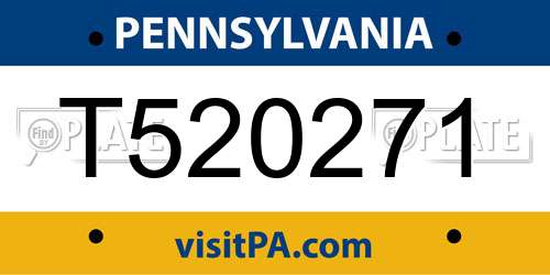 T520271 Pennsylvania License Plate