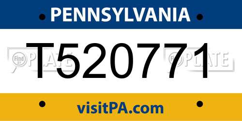 T520771 Pennsylvania License Plate