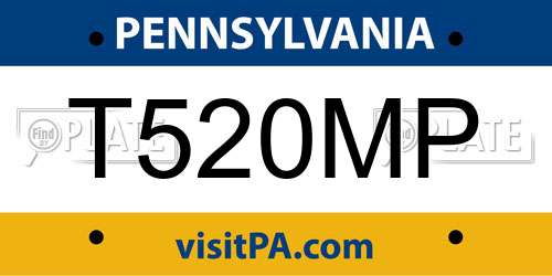 T520MP Pennsylvania License Plate