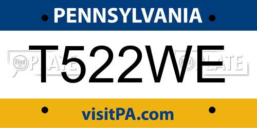 T522WE Pennsylvania License Plate
