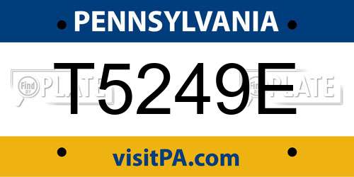T5249E Pennsylvania License Plate