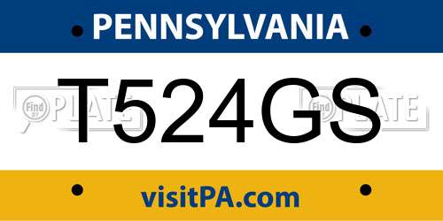 T524GS Pennsylvania License Plate