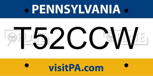 T52CCW Pennsylvania License Plate