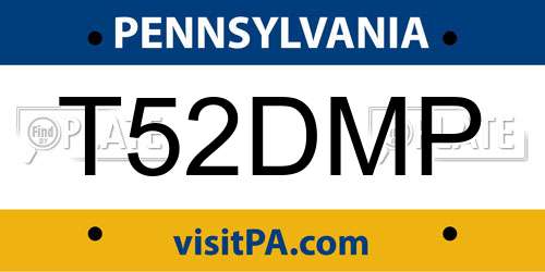 T52DMP Pennsylvania License Plate