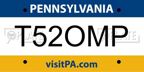 T52OMP Pennsylvania License Plate