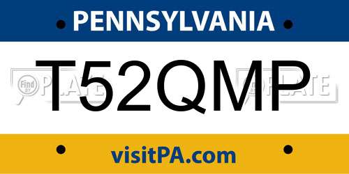 T52QMP Pennsylvania License Plate