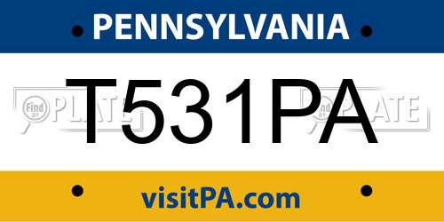 T531PA Pennsylvania License Plate