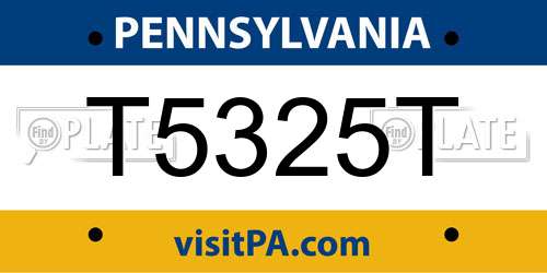 T5325T Pennsylvania License Plate