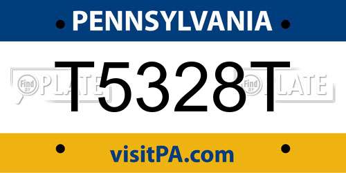T5328T Pennsylvania License Plate