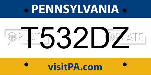 T532DZ Pennsylvania License Plate