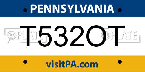 T532OT Pennsylvania License Plate