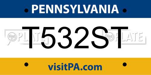 T532ST Pennsylvania License Plate