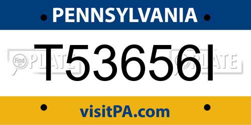 T53656I Pennsylvania License Plate