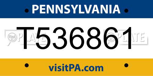 T536861 Pennsylvania License Plate