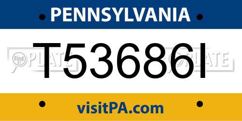T53686I Pennsylvania License Plate