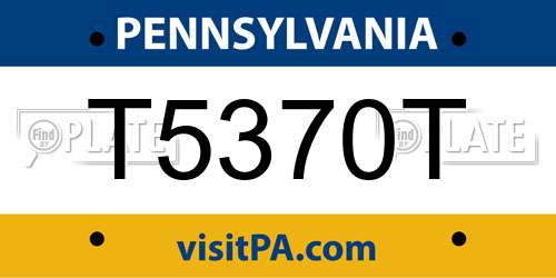 T5370T Pennsylvania License Plate