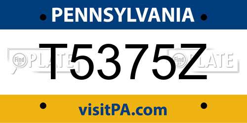 T5375Z Pennsylvania License Plate
