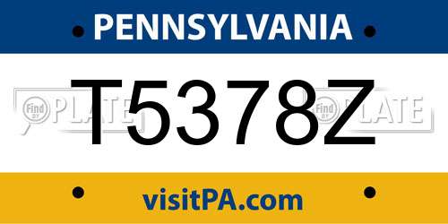T5378Z Pennsylvania License Plate