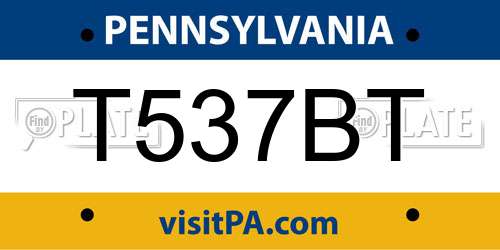 T537BT Pennsylvania License Plate