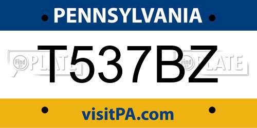 T537BZ Pennsylvania License Plate