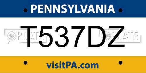 T537DZ Pennsylvania License Plate